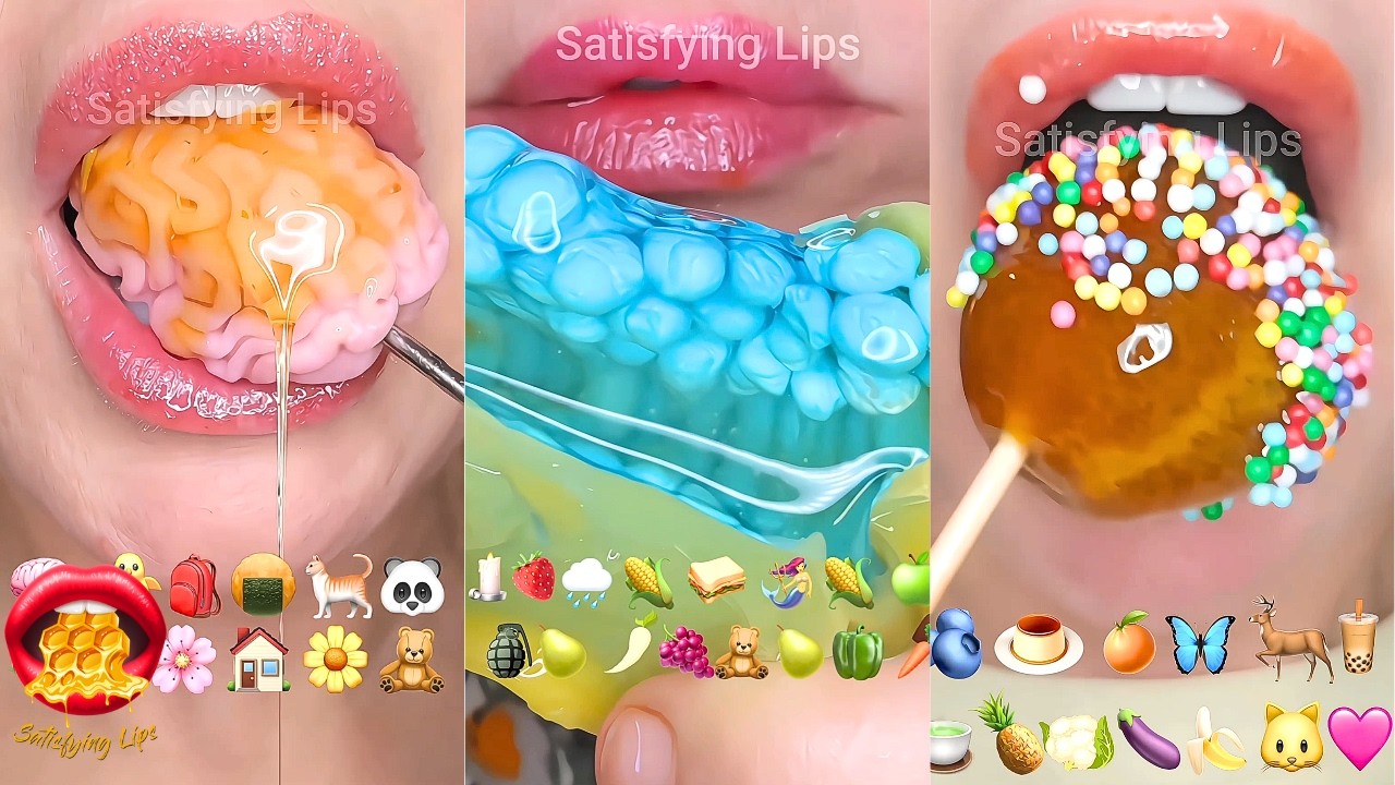 Satisfying ASMR Eating Emoji Food Compilation Mukbang