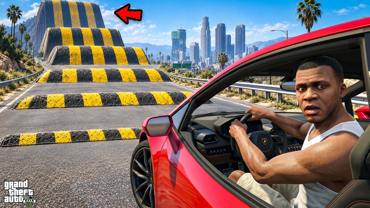Franklin Testing Cars On Giant SPEED BUMPS In GTA 5 ! (GTA 5 Mods)