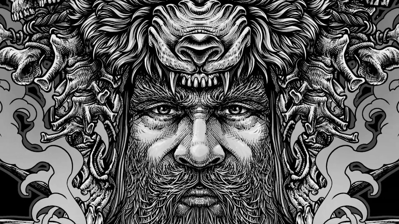 DARK ART NEO TRADITIONAL MAN TATTOO STYLE | Time Lapse | Inking the design in Clipstudio paint