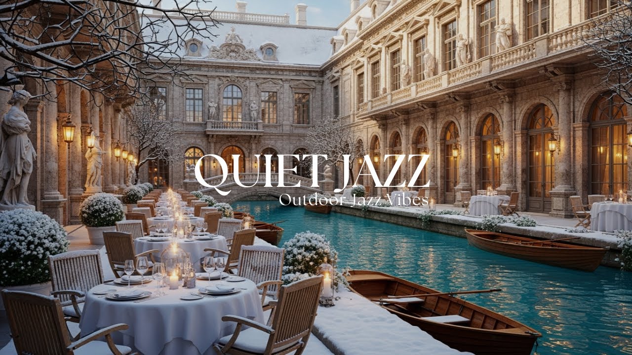 Quiet Café Jazz by the River ❄️☕ | Snowy Winter Study & Work Music