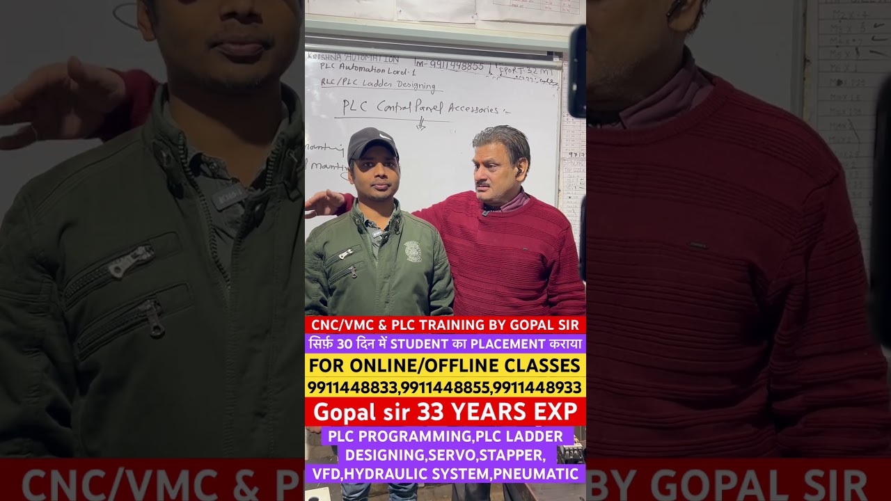 CNC/VMC & PLC TRAINING BY GOPAL SIR !FOR ONLINE OFFLINE CLASSES 9911448833,9911448855,9911448933