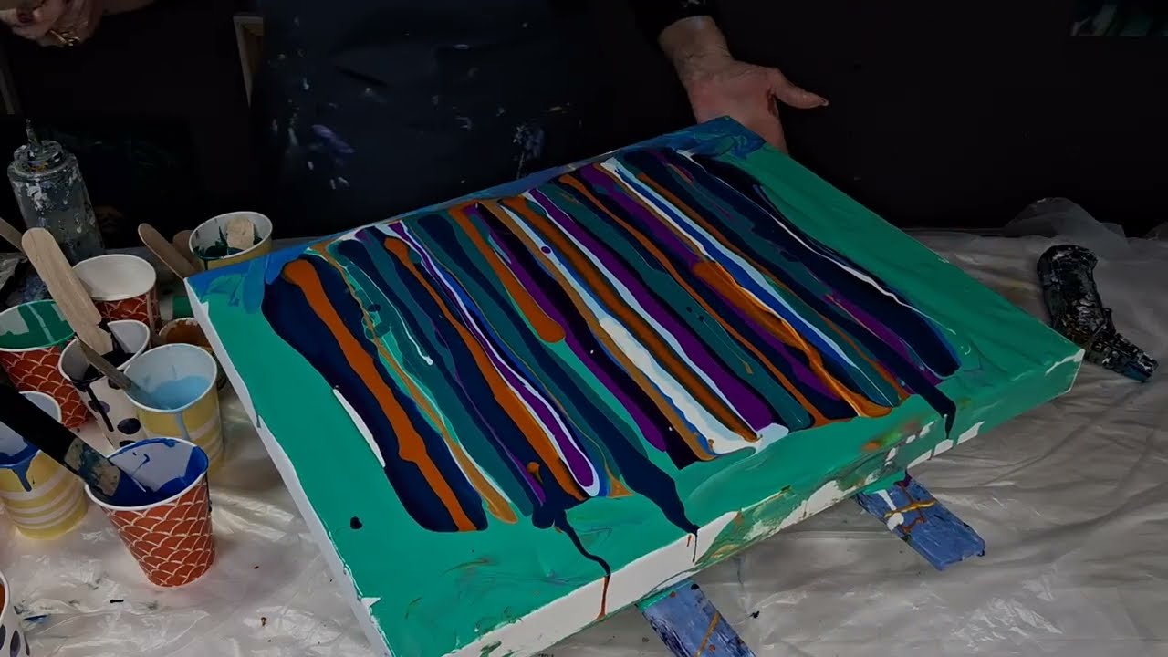 405 Fun Ribbon Swipe~must see acrylicpour fluidpour fluidart abstract ribbons 