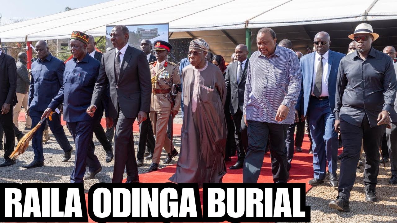 President Ruto,Uhuru & Nigeria's Ex- President Olusegun Obasanjo Arrive for Raila's Burial Service