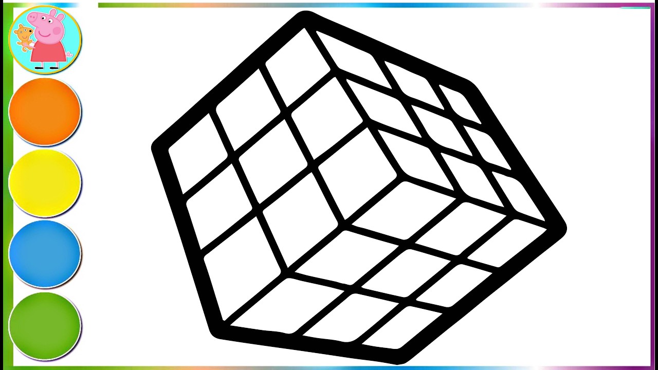 Rubik's cube dessin, peinture, coloriage pour enfants | Dessin 3D facile #236