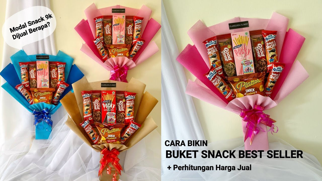CARA BIKIN BUKET SNACK BEST SELLER MODAL 9 RIBU DAN PERHITUNGAN HARGA JUAL