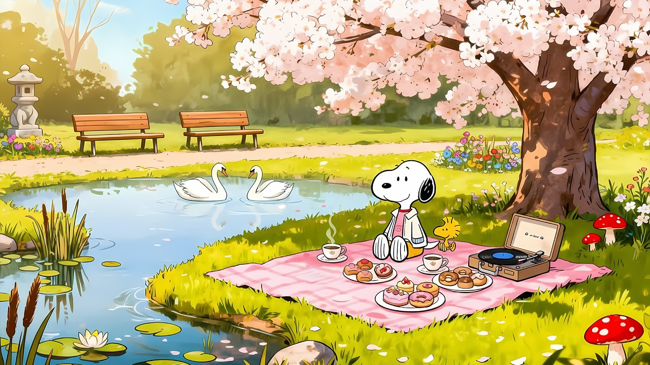 spring picnic with snoopy 🌸 lofi hip hop mix ~ beats to relax / study