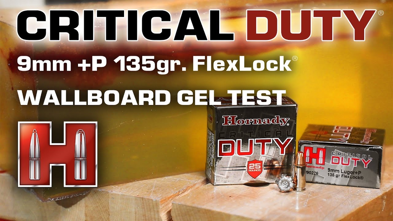 Hornady® Critical Duty® 9mm +P 135gr FlexLock® - WALLBOARD Gel Test