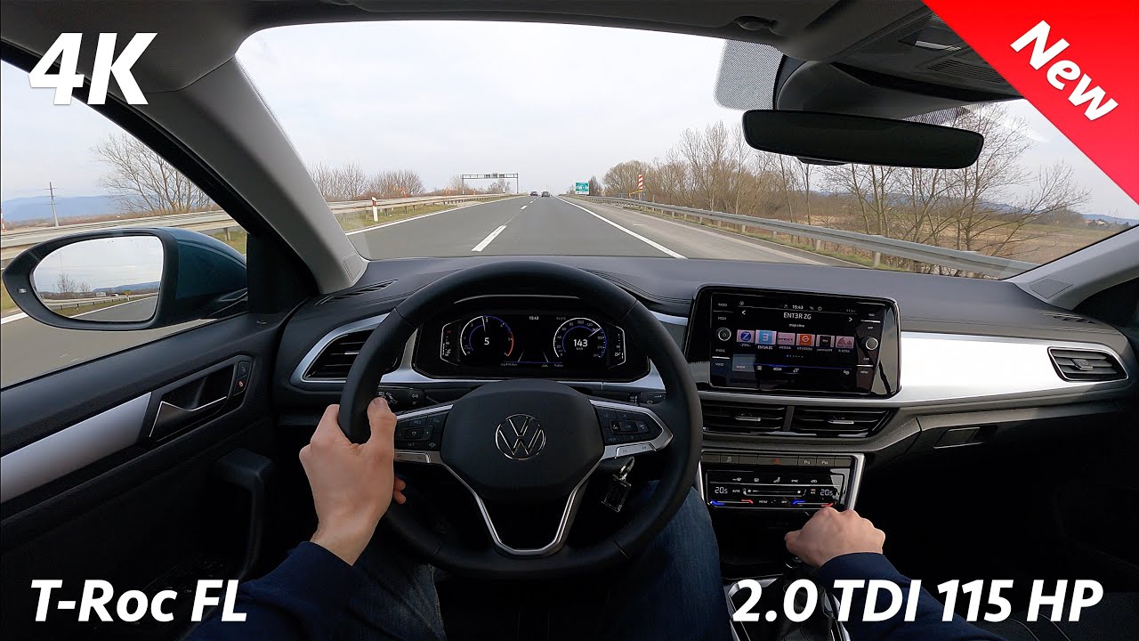 VW T-Roc Life 2022 - тест-драйв и обзор от первого лица в 4K | 2.0 TDI 115 л.с., 6 МКПП (расход)