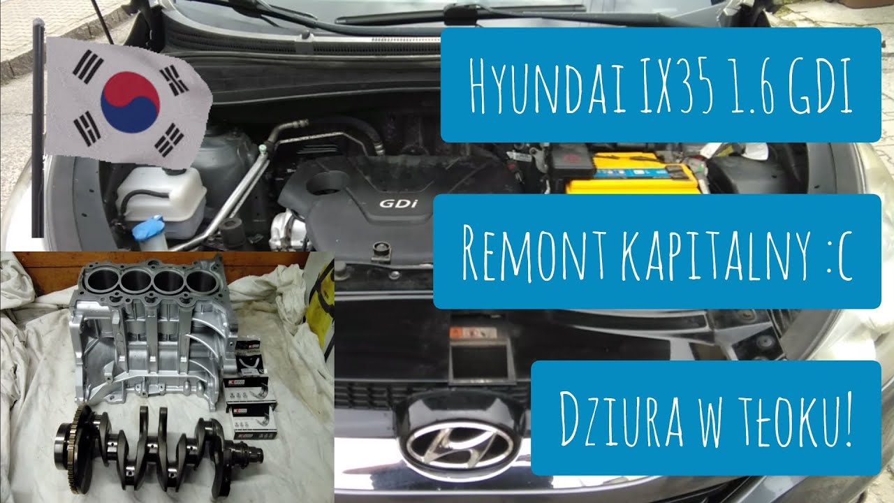 Hyundai IX35 1.6 GDI 2012 135HP - remont kapitalny silnika - dziurawy tłok z powodu lejącego wtrysku