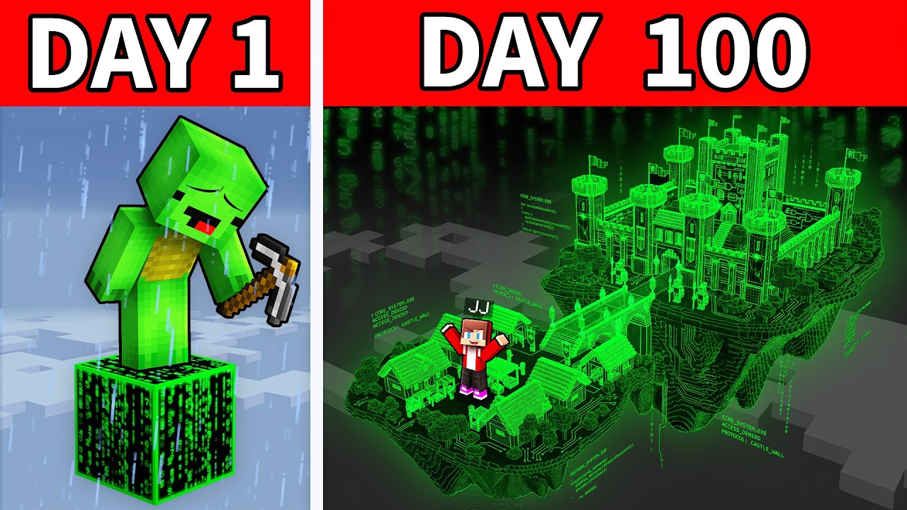 Mikey and JJ Stranded 100 Days on ONE HACKER BLOCK in Minecraft! (Maizen)