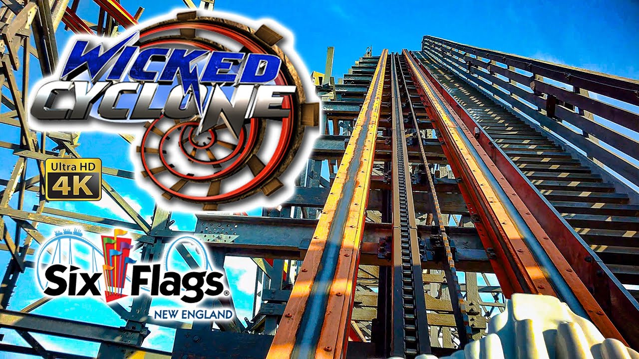 2023 Wicked Cyclone Roller Coaster On Ride Front Seat 4K POV Six Flags New England