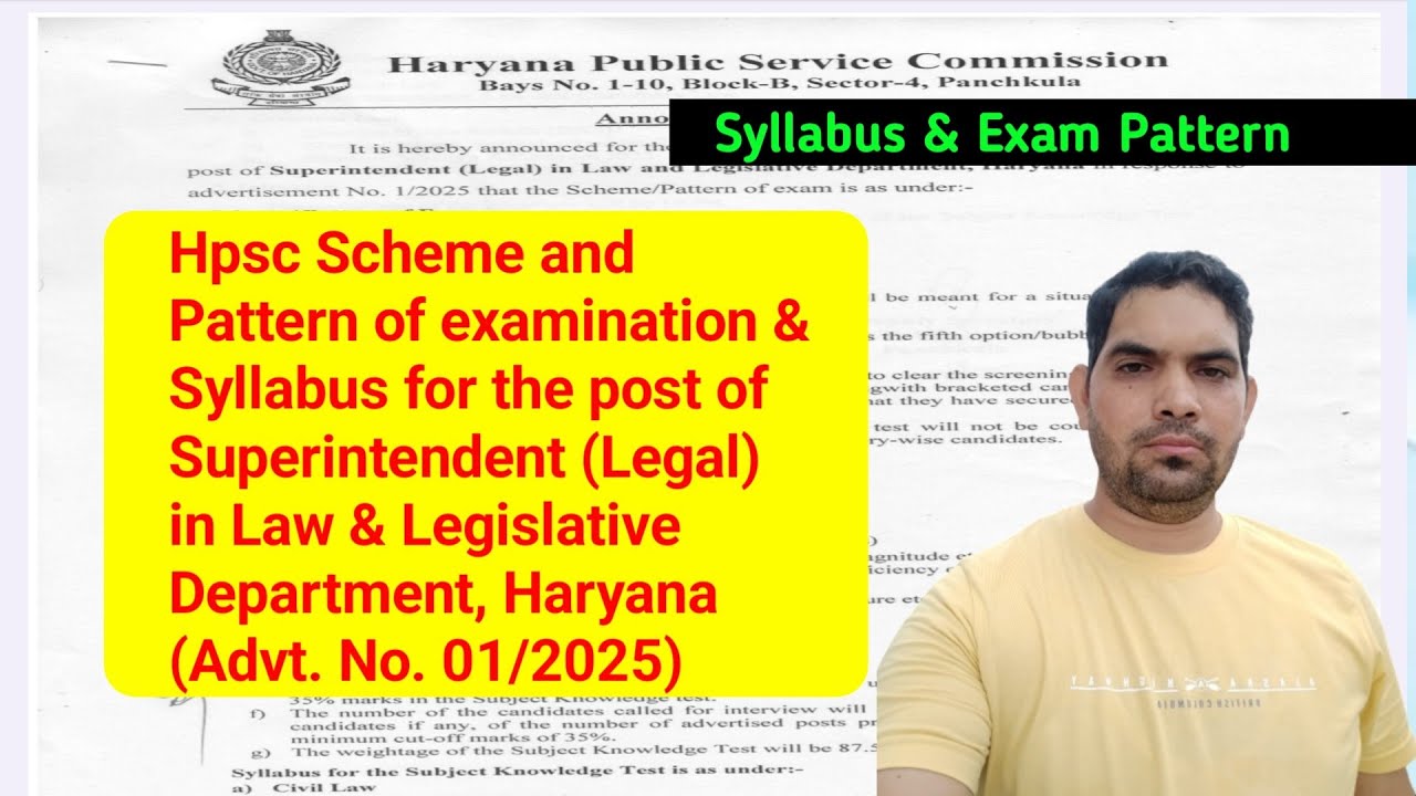 HPSC Superintendent (Legal)  Syllabus & Exam Pattern 2025 / HPSC Superintendent in Law Syllabus