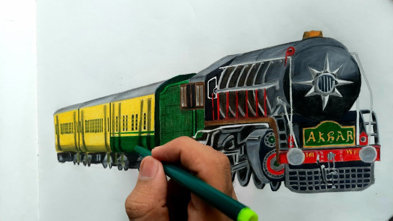 Drawing the Heritage Steam locomotive AKBAR with the Vintage Steam express || Indian Railways
