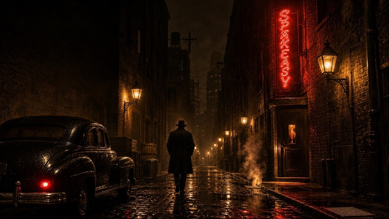 【24/7 LIVE】All-Night Diner Noir — 1940s–1950s Jazz Loop for Focus & Unwind | Rainy Midnight Bar