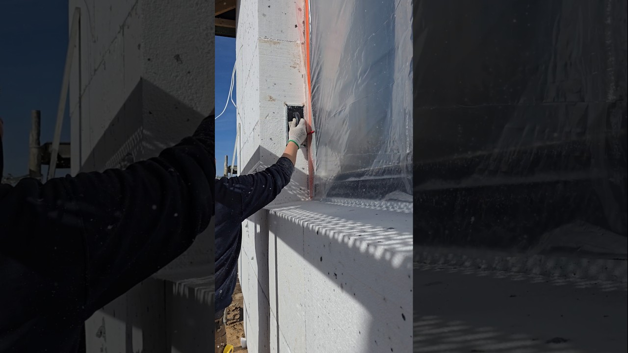 Шлифуем #фасад #elewacja #fassade #construction #insulation #styrofoam #work