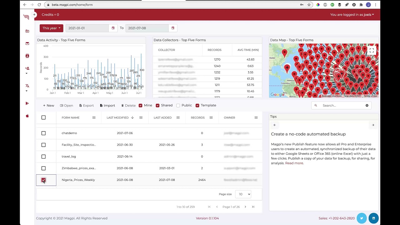 Magpi Beta Dashboard | Easy Mobile Data Collection