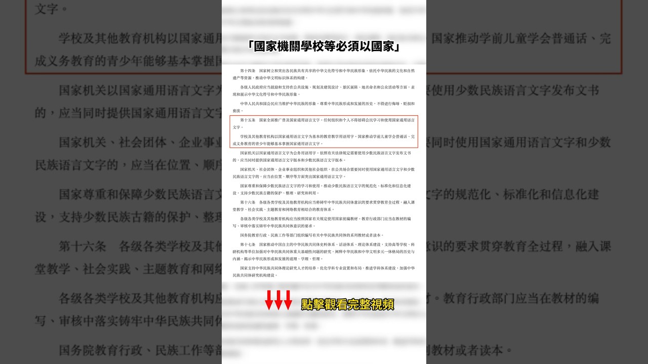 一句話道破《少數民族團結進步法》險惡用意