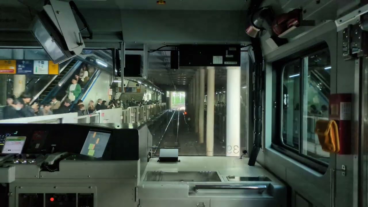 山手線E235系0番台環状運転100周年記念103系復刻塗装車の前面展望の一部