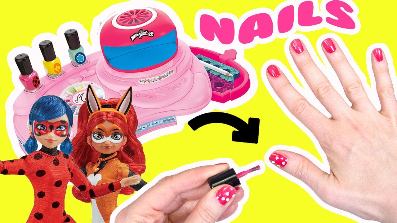 Miraculous Ladybug DIY Nail Salon with Marinette and Rena Rouge
