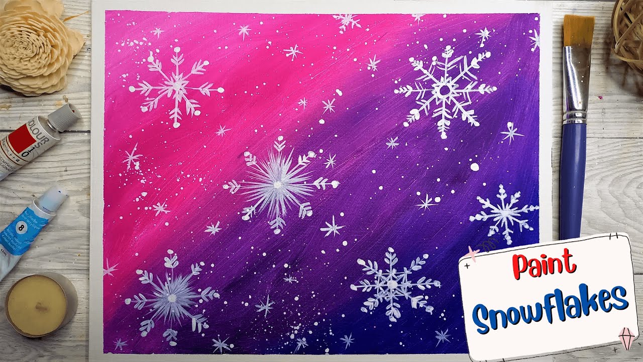 Daily Challenge #372 How to PAINT SNOWFLAKES Easy for Beginners | Acrylic Painting