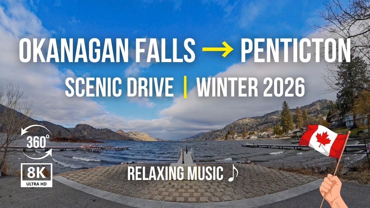 Highway 97 Winter Drive: OK Falls to Penticton 360° | Okanagan Valley BC | Music