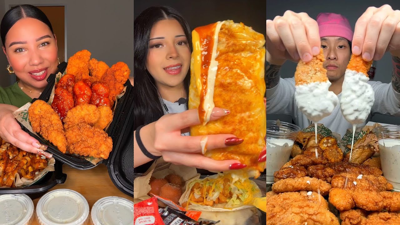 TIKTOK Mukbang Compilation | Wingstop, Taco Bell, Chipotle, McDonald's, Cane's & More!