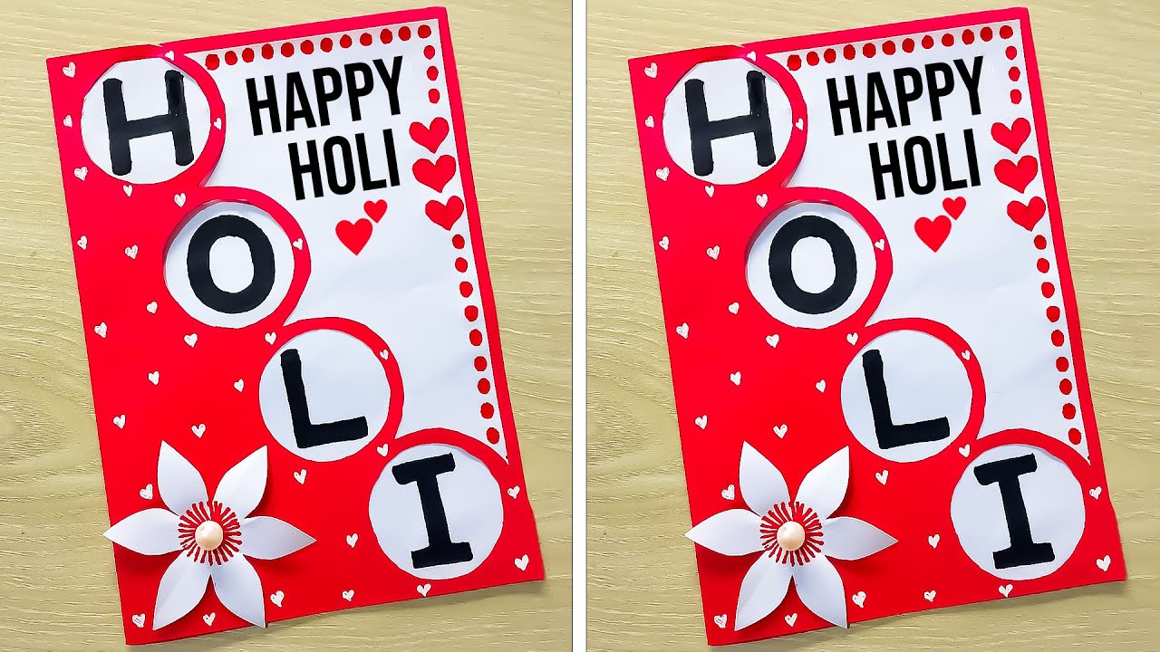 Holi Card Making Easy | Beautiful Handmade Holi Greeting Card Ideas | How to Make a Happy Holi Card