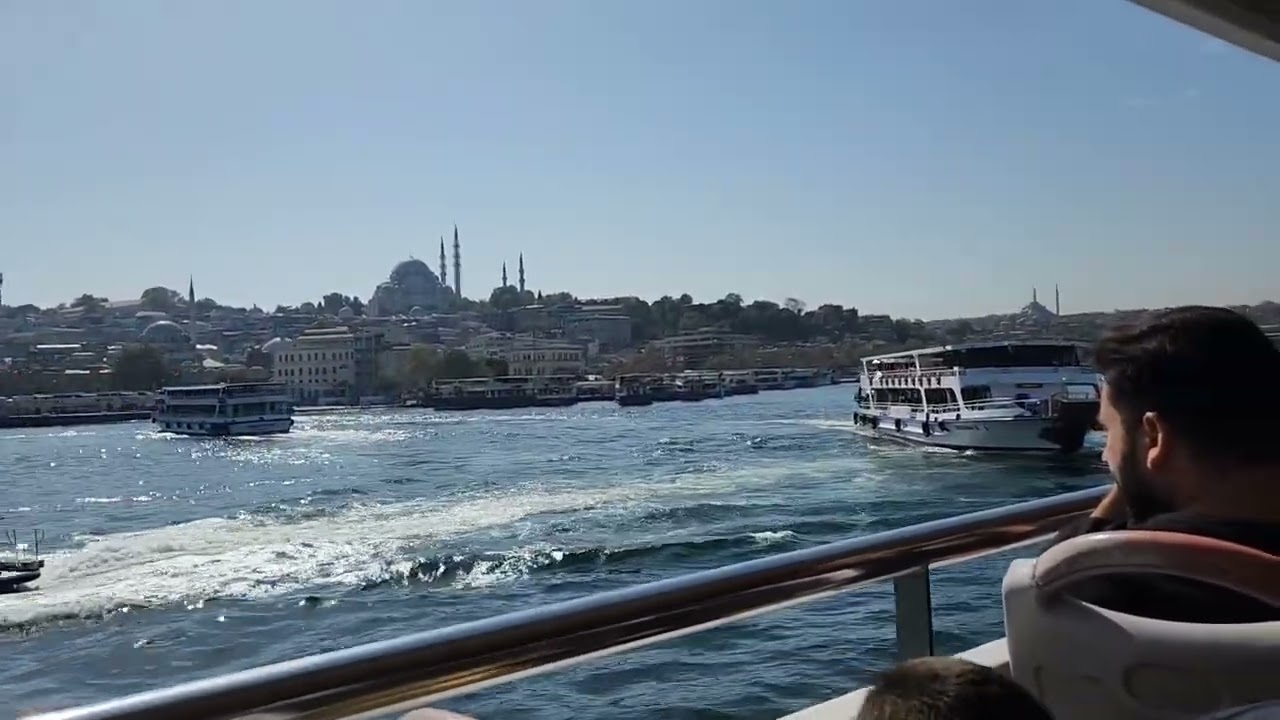 Day cruising Golden Horn, Istanbul, Turkiye. Affordable transportation & entertaining ferry traffic.