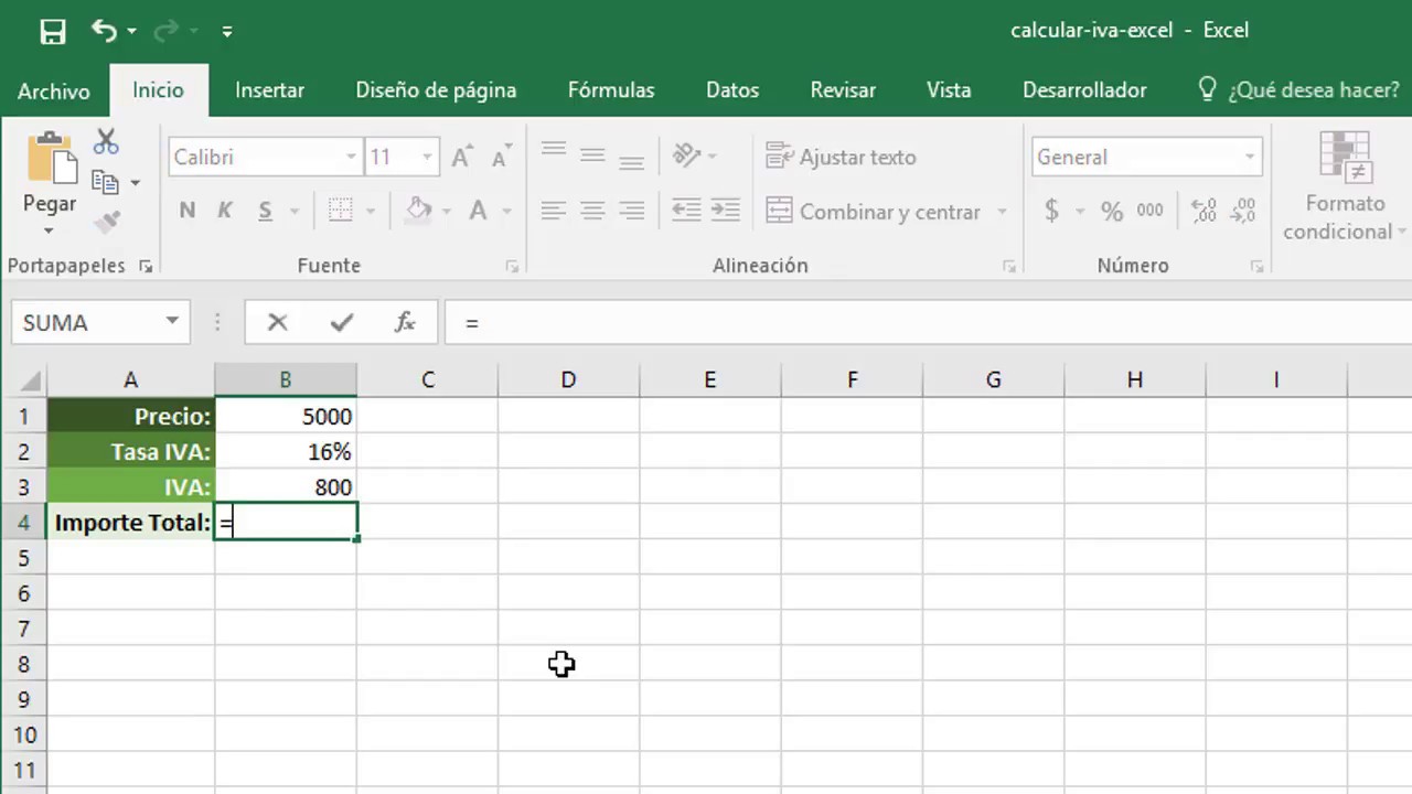 Cómo calcular el IVA en Excel