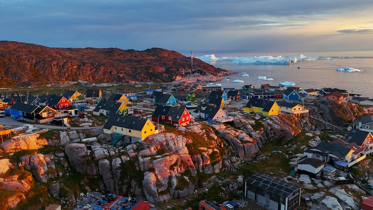 Ilulissat Greenland from drone