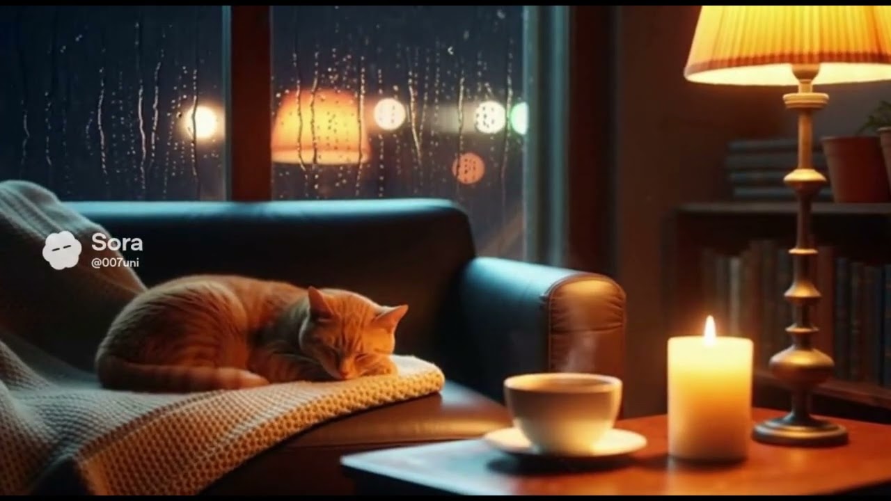 Relaxing Rain Ambient Room | Calm Background Music | 1 Hour