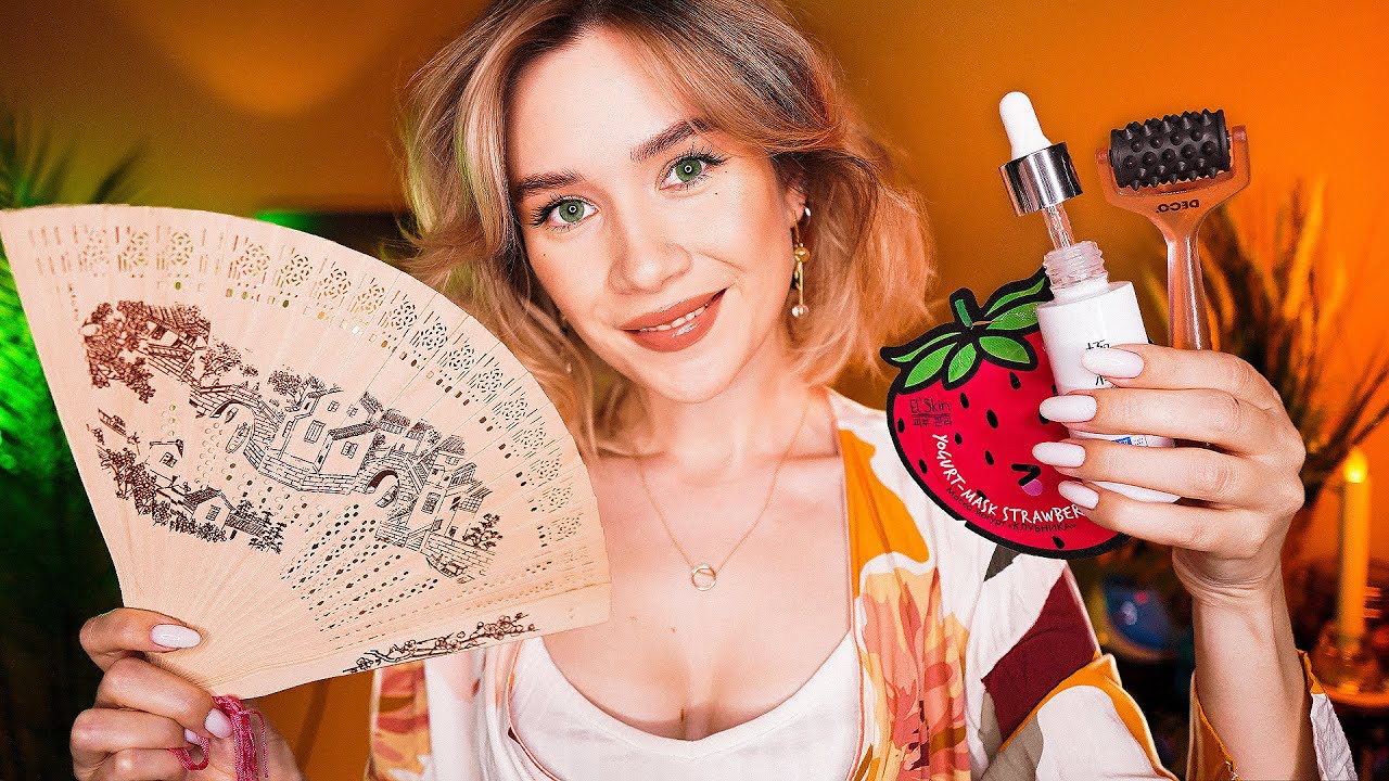🤤 АСМР УСЫПЛЯЮЩЕЕ СПА ПЕРЕД СНОМ 😴 Уход за Кожей, Массаж Лица, Забота asmr spa skincare massage