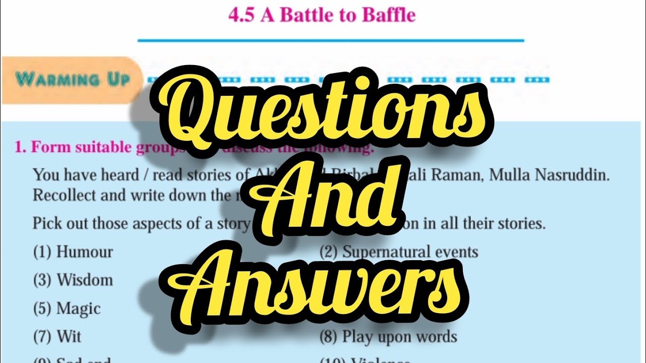 Class 8th || English || 4.5-A Battle To Baffle || Question Answer