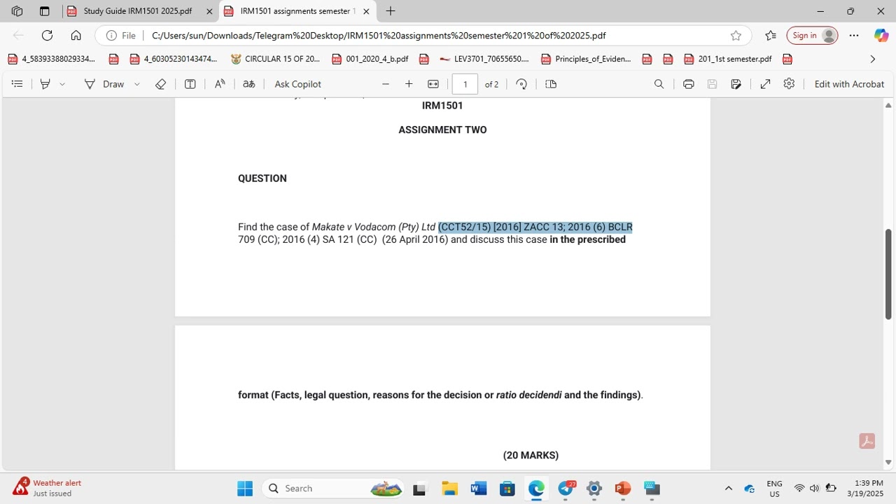 IRM 1501 Assignment 1 and 2 Semester 1 2025