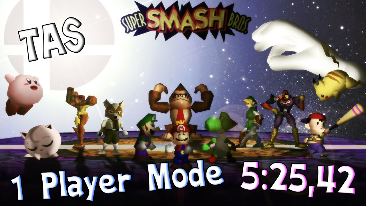 SSB64 (TAS): Kirby 1-Player Mode Very Hard in 5:25