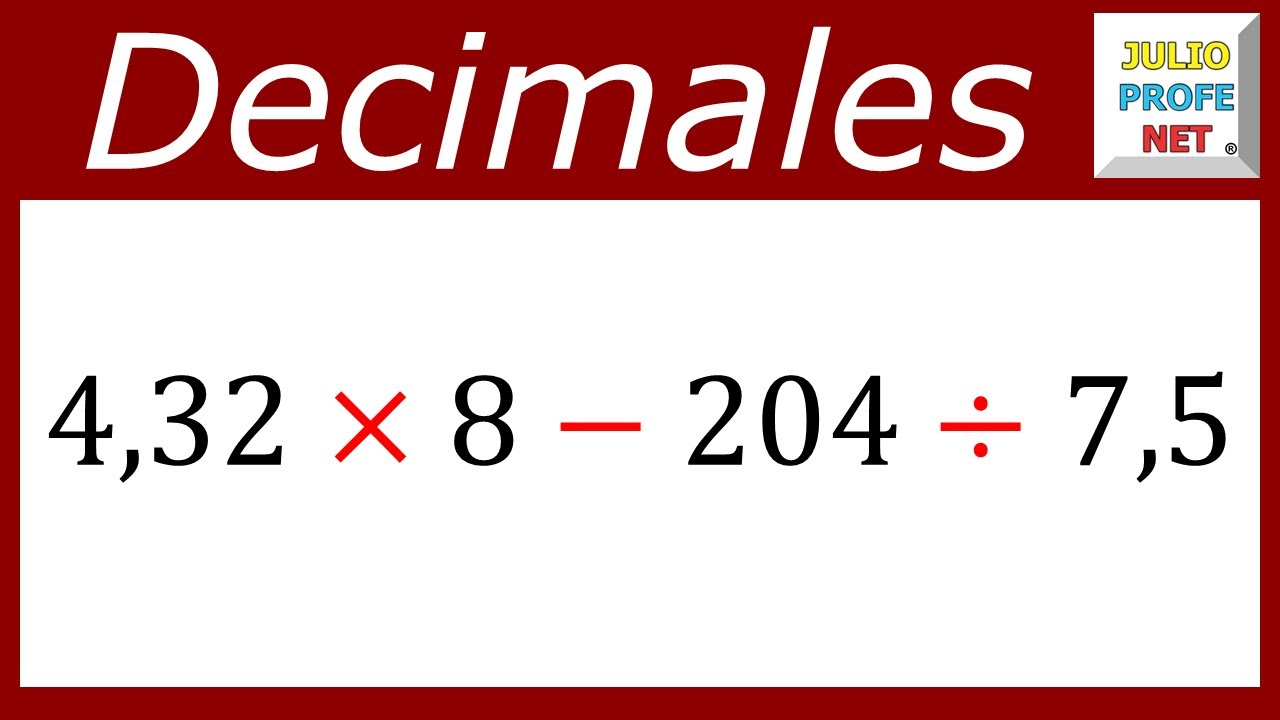 Operaciones combinadas con decimales | Ej. 3 #julioprofe