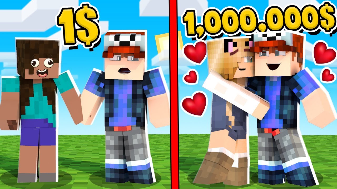 Minecraft - DZIEWCZYNA ZA 1$ VS DZIEWCZYNA ZA 1,000,000$ (Girlfriend Simulator)