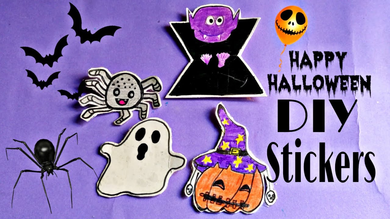 How to make Halloween Stickers |Paper Crafts for school #halloween #halloween2022 #stickers #sticker