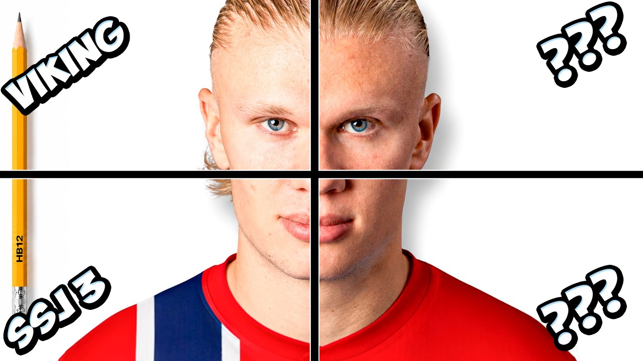 ⚽🔥 Je Dessine Erling Haaland ✏️ 4 Styles Diff&eacute;rents ! Quel est ton Pr&eacute;f&eacute;r&eacute; ? 🎨❓