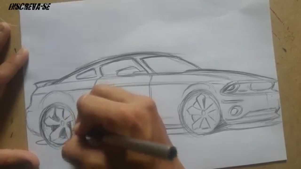 Como Desenhar um carro (Mustang GT 500) How to draw cars