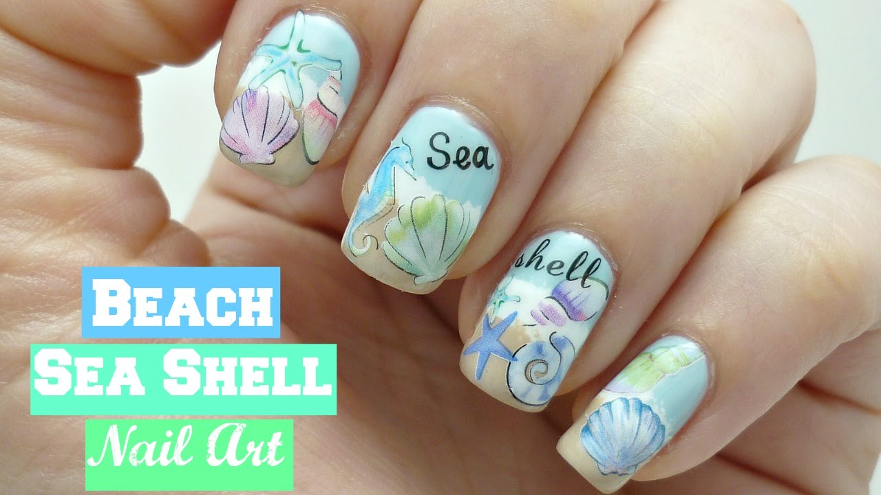 Beach Sea Shell Nail Art! *using water decals*