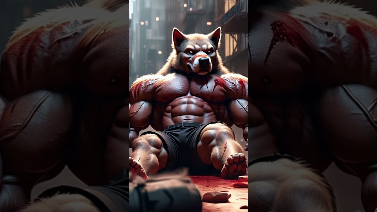 Ultra-muscular anthropomorphic animals #cat #dog #lion #tiger #animation #aiart #competition &rdquo;