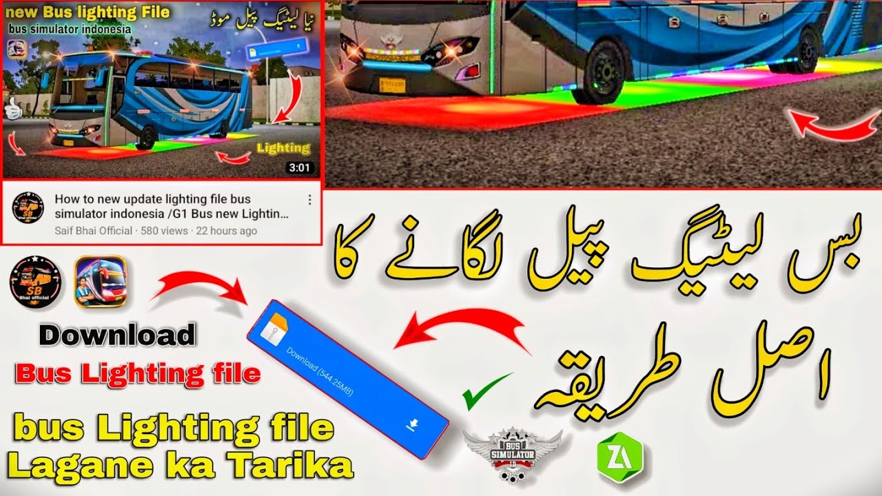 How to  Bus Llighting File Lagane ka tarika Bus simulator Indonesia new lighting file GB1 Bus ka