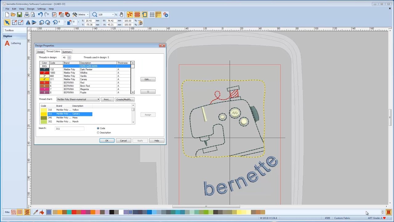 Tutorial bernette Sticksoftware Customizer: erste Schritte, Muster bearbeiten