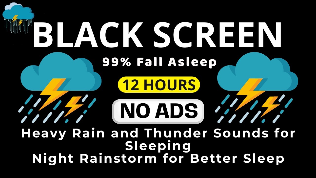 🔴 Rain & Thunder Sounds for Sleeping 24/7 | Black Screen, Thunderstorm, White Noise, Stress Relief