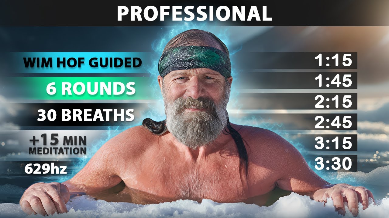 Professional Wim Hof Guided Breathing | 6 Rounds - 30 Breaths | 15 min Meditation | 629hz