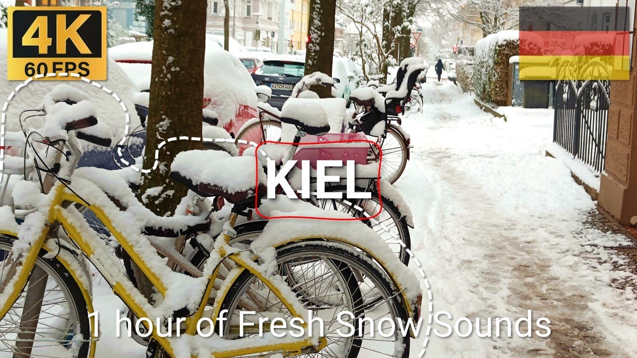 4K Walk in KIEL, GERMANY 🇩🇪 | 2023 | 1 Hour of Heavy Snow in Germany's Northernmost Capital