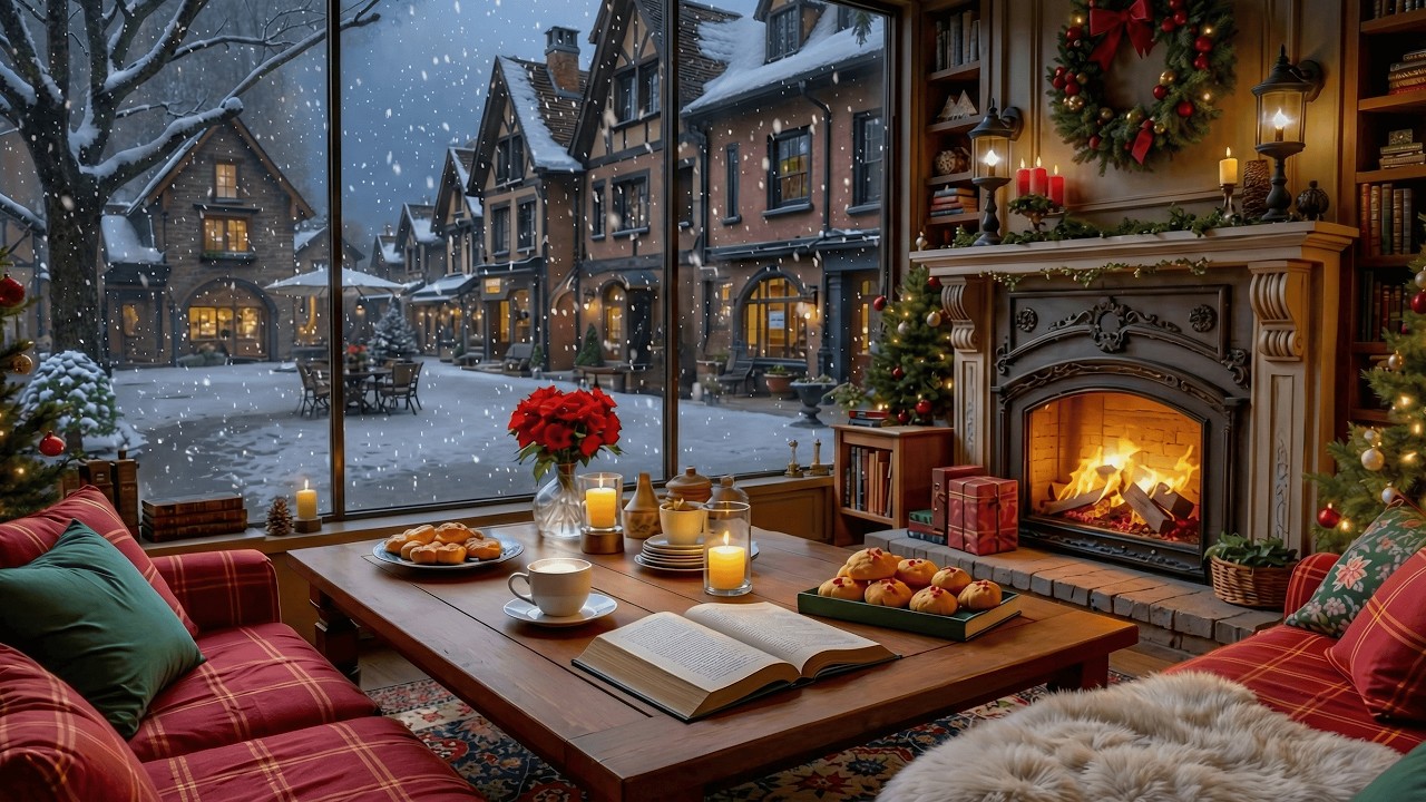 Soft Jazz Piano ☕ Cozy Fireplace Ambience | Winter Night Relaxing Music for Study & Sleep