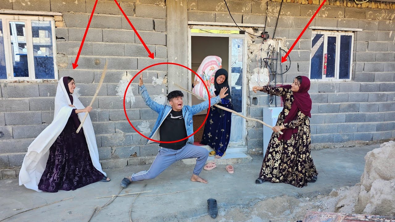 Mahan and Shiva being kicked out of the house by Leila: Breaking the windows of the house