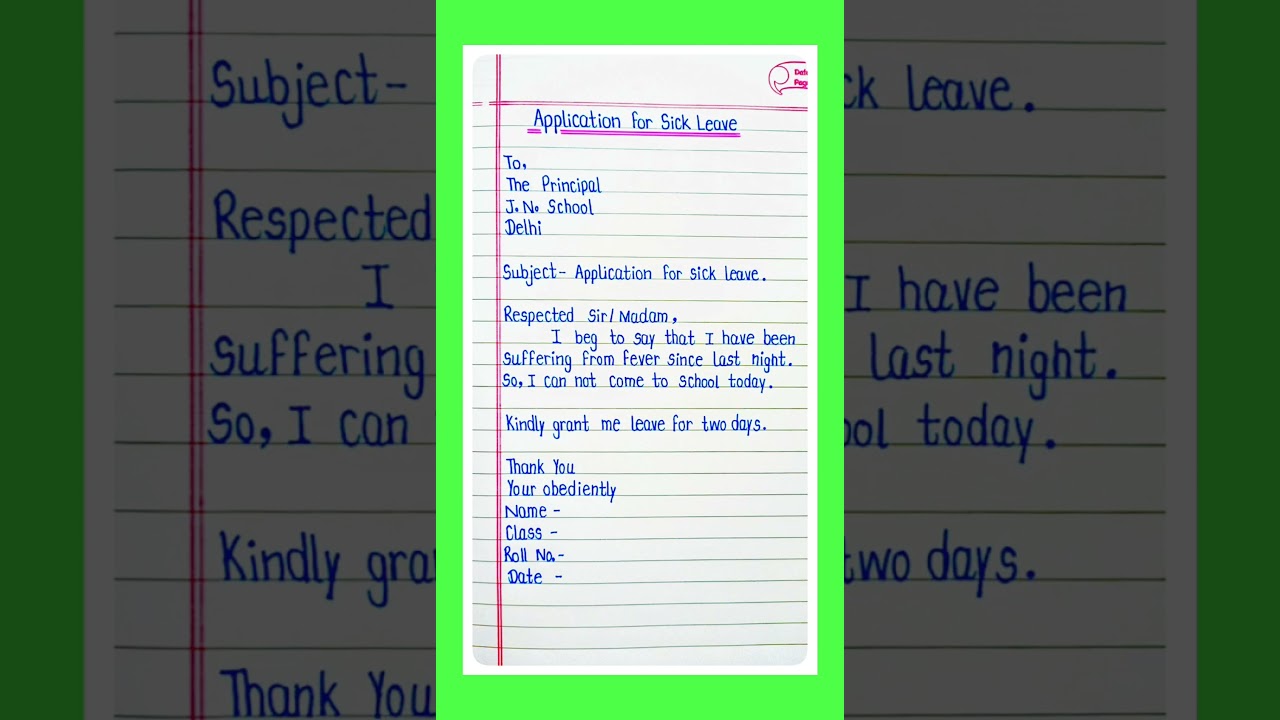 Application For Fever/Application On Sick Leave/Sick Leave Application/2 Days Application/Applicatio